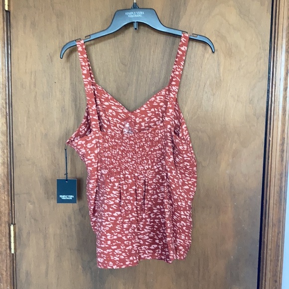 Simply Vera Vera Wang top abstract animal print top smocking in back L - Picture 7 of 15